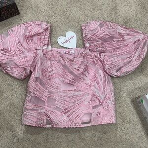 NWT Buddy Love Puff Sleeve pink top